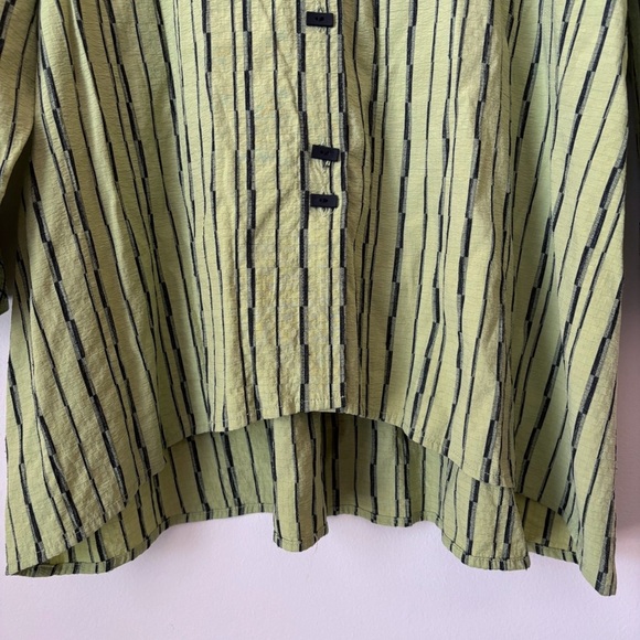 Habitat Striped Button Down Tunic Top Large Lagenlook Art To Wear - Picture 4 of 9